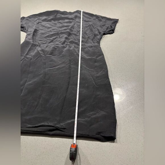 Madewell Womens Black 100% Silk Short Sleeve Button Up A Line Mini Dress Size 2 - Picture 4 of 4